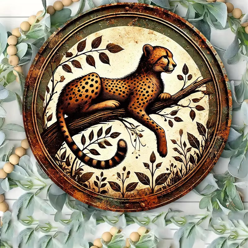 Touch of Cheetah Metal Tin Wall Art Home Decor