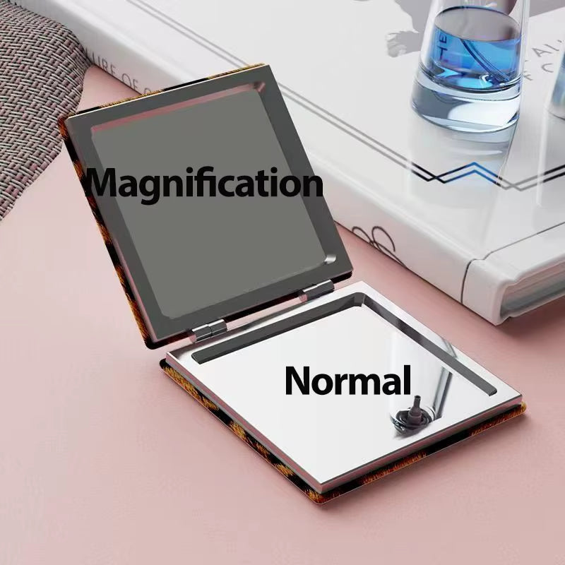 Leopard Print Double Sided Pocket Mirror (with Magnification)