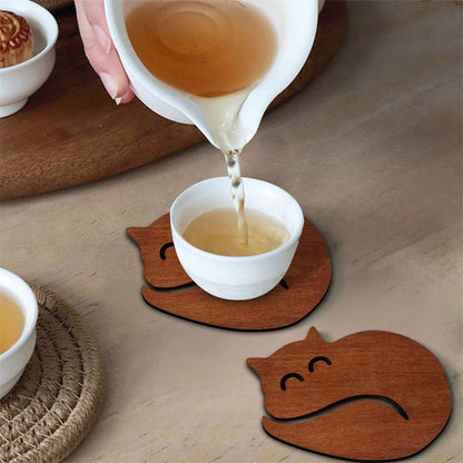 Wooden Cat Shaped Coaster