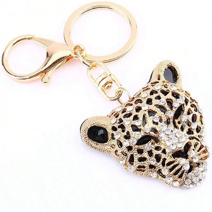 Rhinestone Leopard Keychain