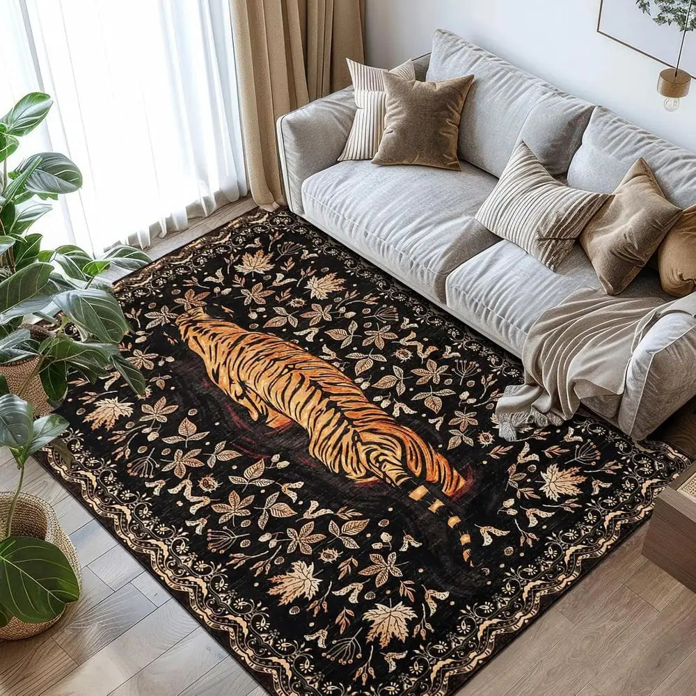 Royal Tiger Area Rug, 5×7 ft, Non-Slip Backing