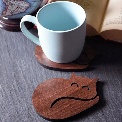 Wooden Cat Shaped Coaster 
