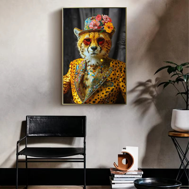 Unique Stylish Cheetah with Sunglasses and Hat