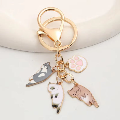 3 Cats & Paw Keychain 
