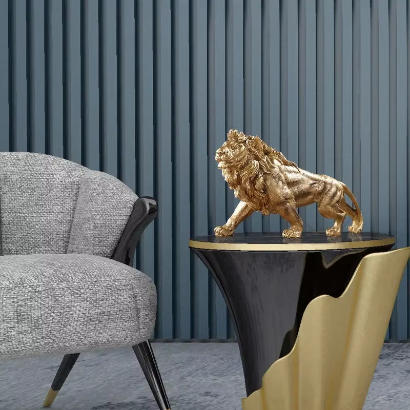 Golden Lion Prowl Sculpture