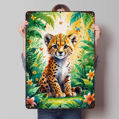 Cheetah Cub Metal Wall Art Decor  
