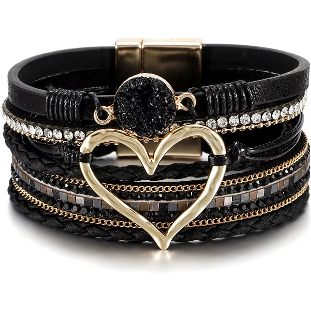 Panther Bold Leather Wrap Bracelet