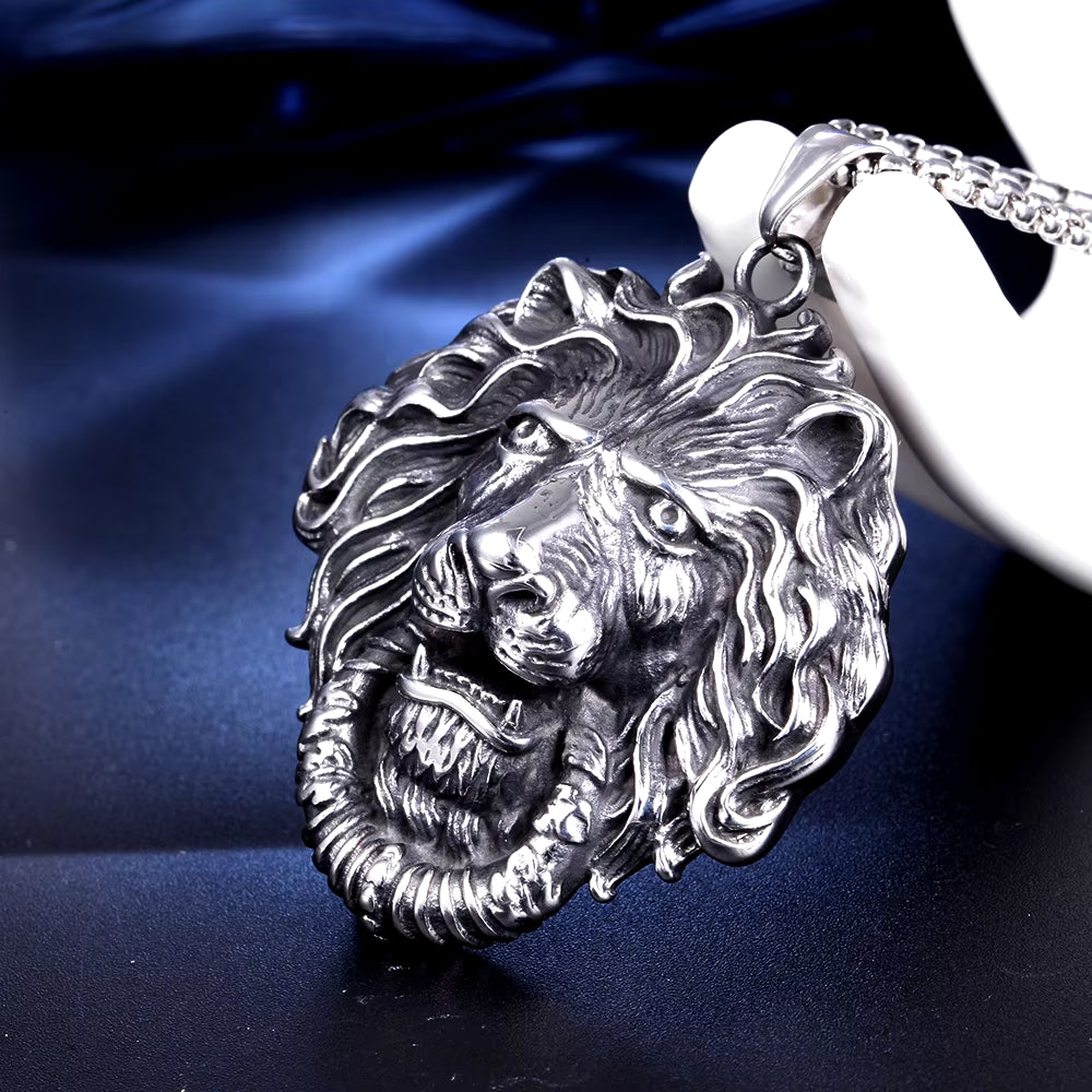 Fierce Lion Head Pendant Necklace