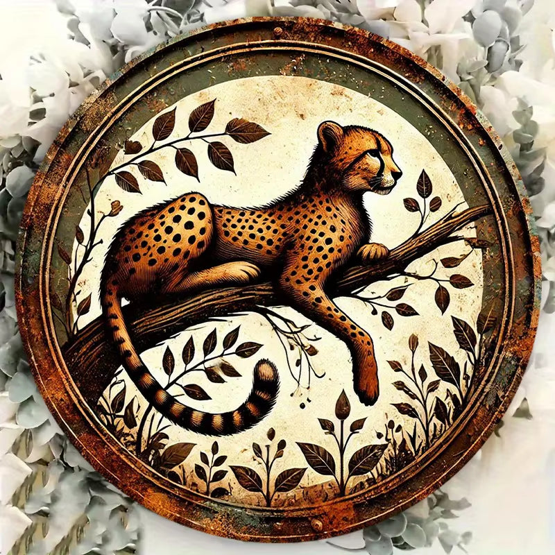 Touch of Cheetah Metal Tin Wall Art Home Decor