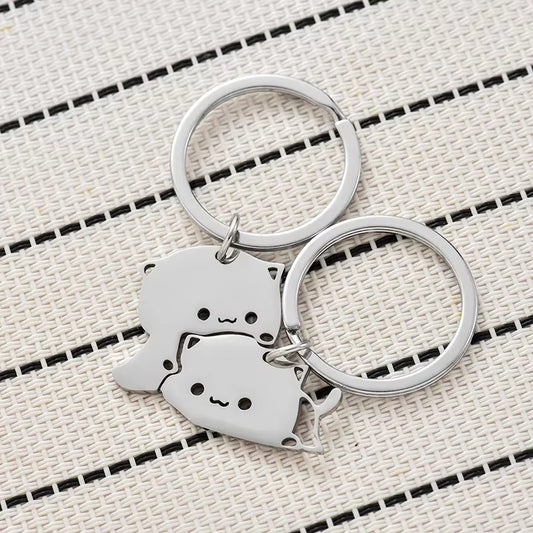Cat Couple Cuddle Keychain - 1 Pair 