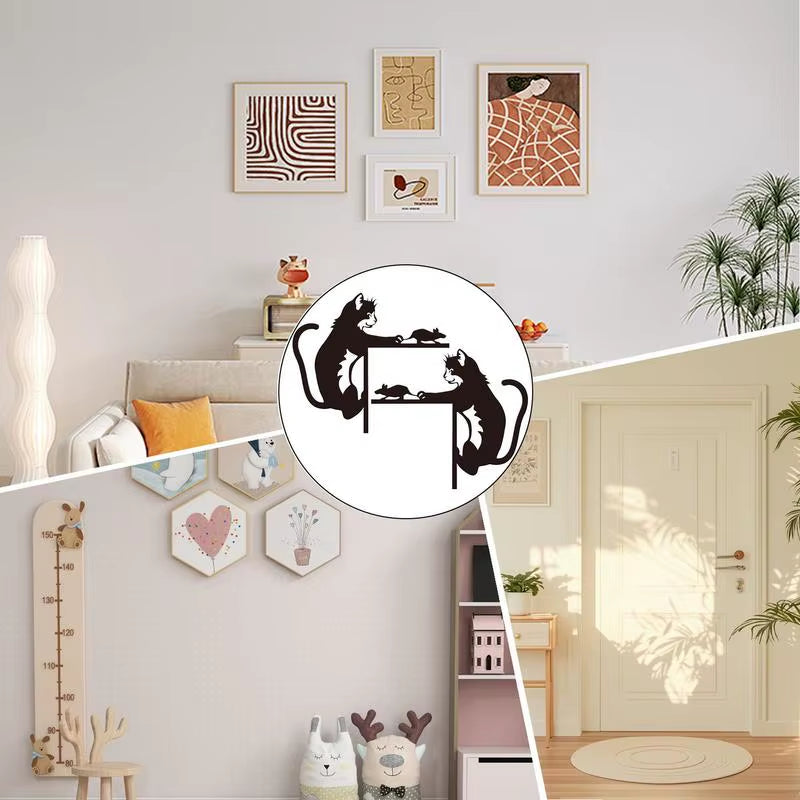 Adorable Cat & Mouse Topper – Cute Wooden Home Decor