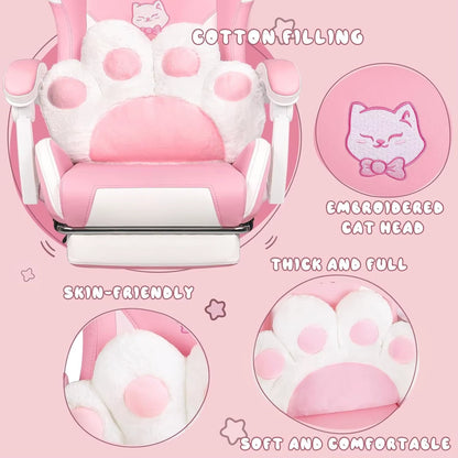 Ultimate Pink Cat Ergonomic Chair with Paw Cushion