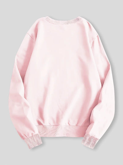Light Pink Cranky Kitty Crew Neck Sweatshirt with Paw Sleeves