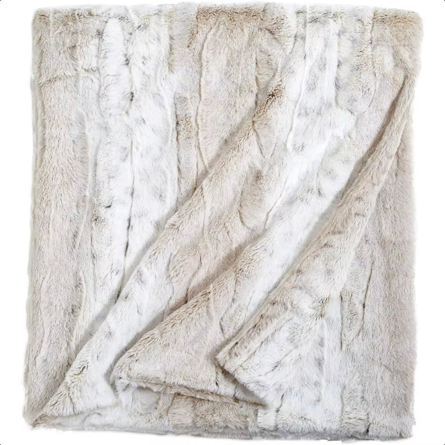Snow Leopard Luxury Faux Fur Throw Blanket 