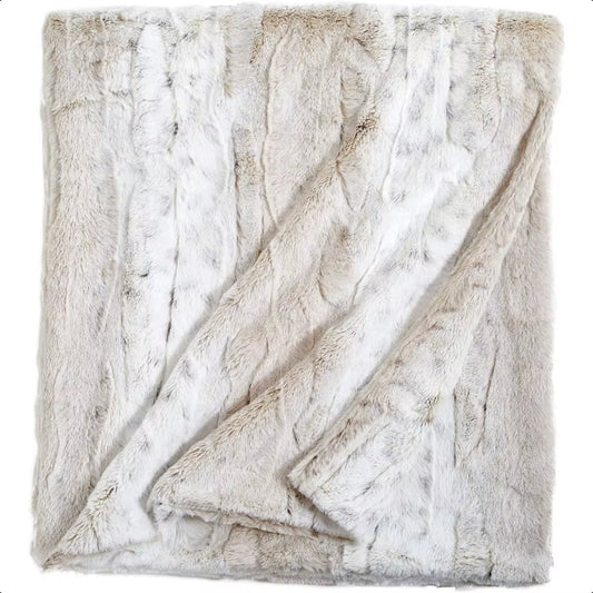 Snow Leopard Luxury Faux Fur Throw Blanket 