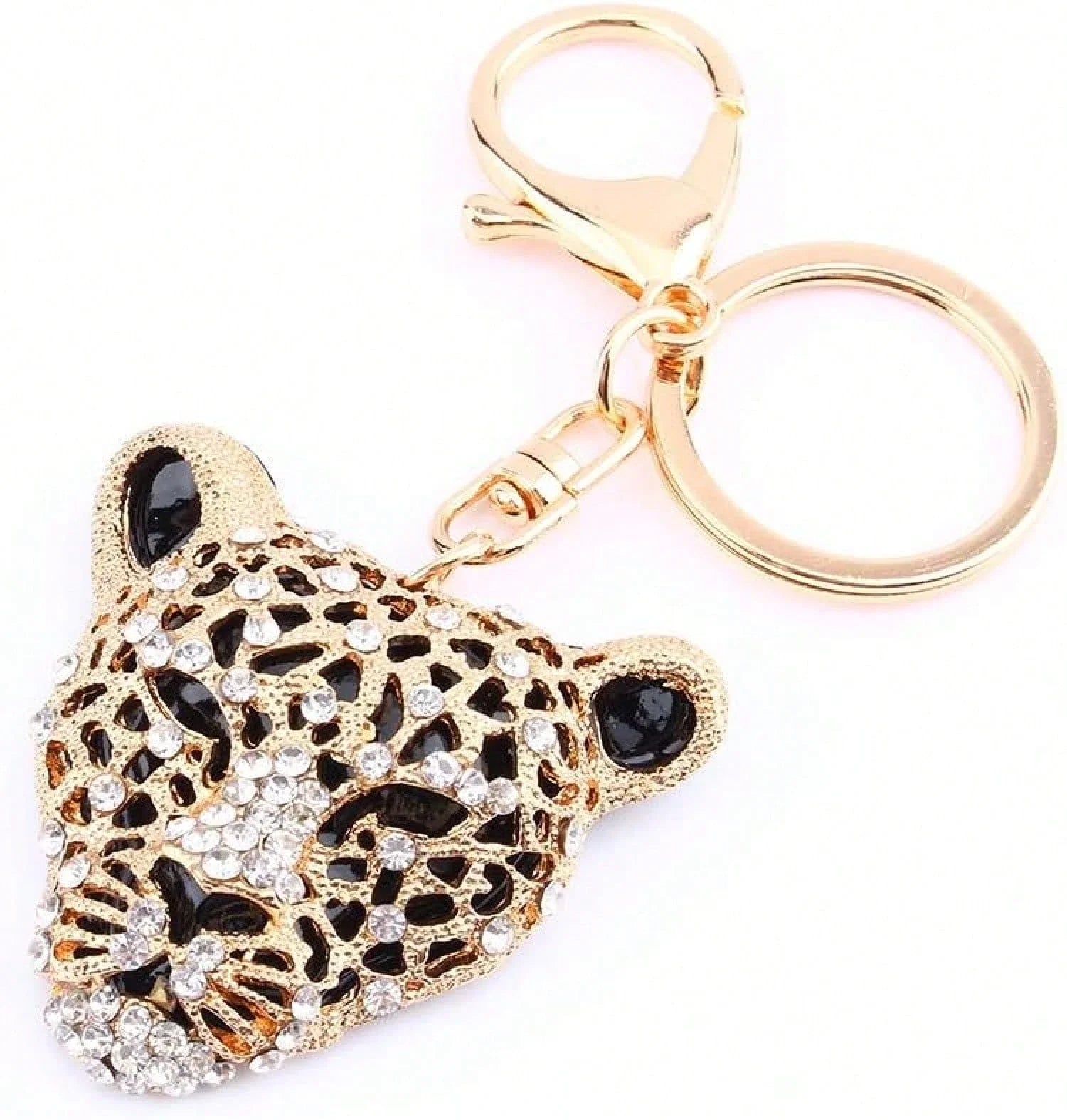 Rhinestone Leopard Keychain