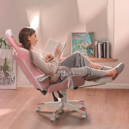 Ultimate Pink Cat Ergonomic Chair with Paw Cushion