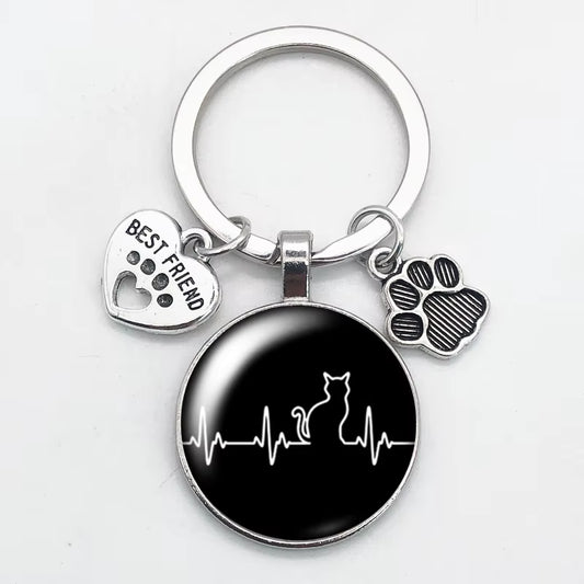 Heartbeat Kitty Keychain