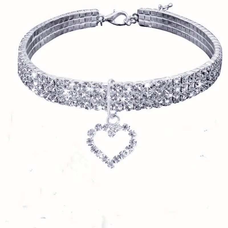 Rhinestone Heart Collar