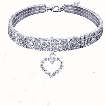 Rhinestone Heart Collar