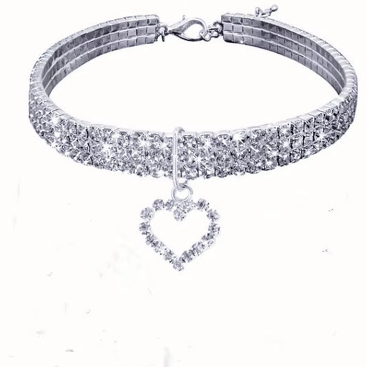 Rhinestone Heart Collar