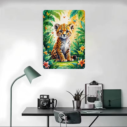 Cheetah Cub Metal Wall Art Decor  