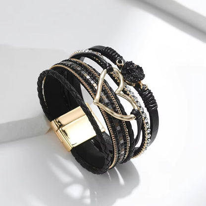 Panther Bold Leather Wrap Bracelet