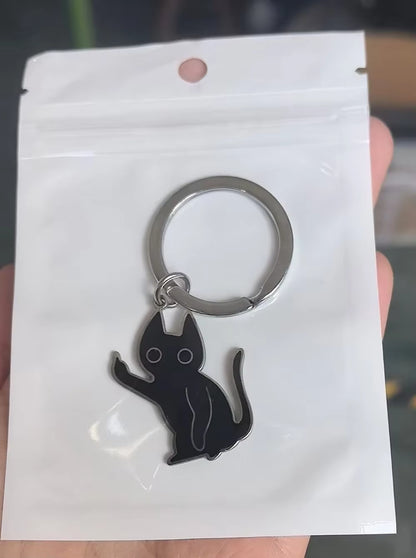 Moody Black Cat Keychain 