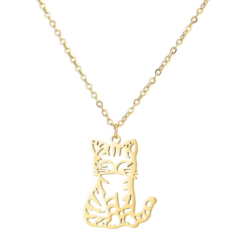 Beautiful Stainless Steel Kitten Necklace: Gold or Silver Plated